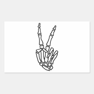 Sticker Rectangulaire Signe de paix main squelette