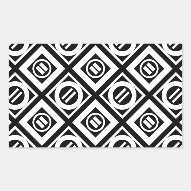 Sticker Rectangulaire SIGNE ÉGAL BLANC Motif géométrique en noir (Devant)