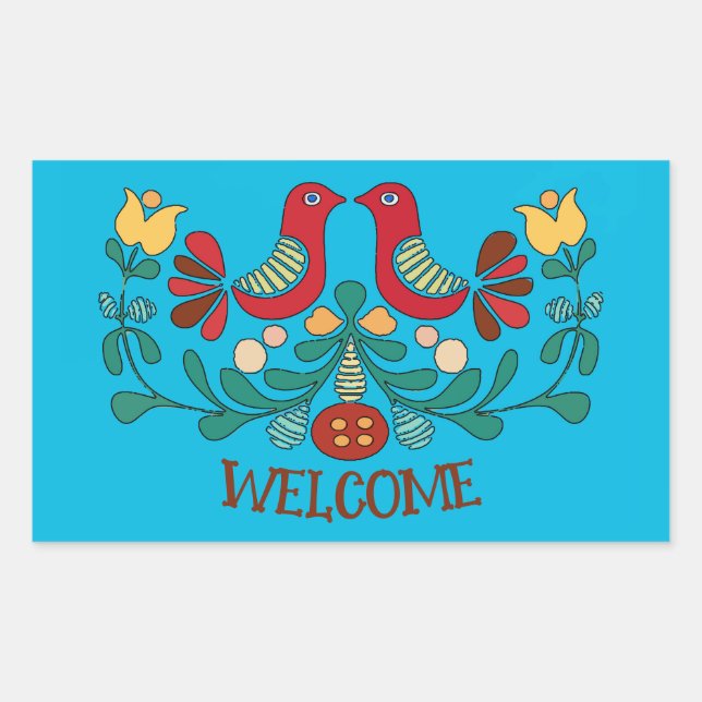 Sticker Rectangulaire Signe hexadécimal, Inséparables, ajouter du texte, (Devant)