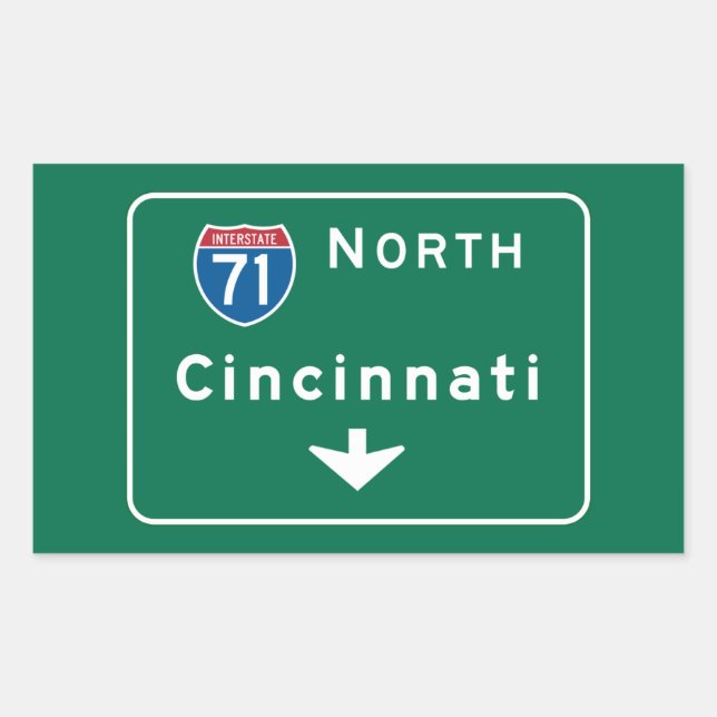 Sticker Rectangulaire SIGNE ROUTIÈRE DE Cincinnati, OH (Devant)