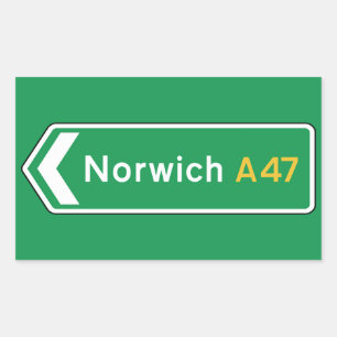 Sticker Rectangulaire SIGNE ROUTIÈRE DE Norwich, UK