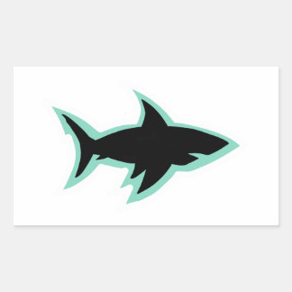 Sticker Rectangulaire silhouette de la fenêtre de requin contour blanc