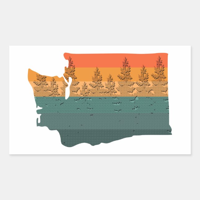 Sticker Rectangulaire Silhouette de l'arbre de l'État de Washington (Devant)