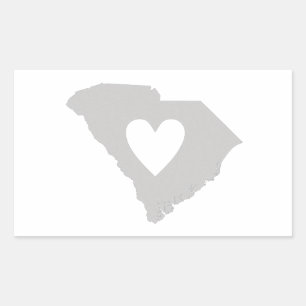 Sticker Rectangulaire Silhouette de l'état de Heart South Carolina