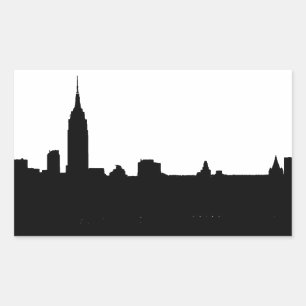 Sticker Rectangulaire Silhouette de New York noir et blanc