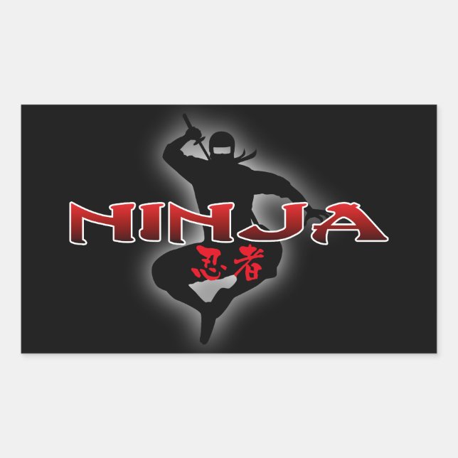Sticker Rectangulaire Silhouette de Ninja (Devant)
