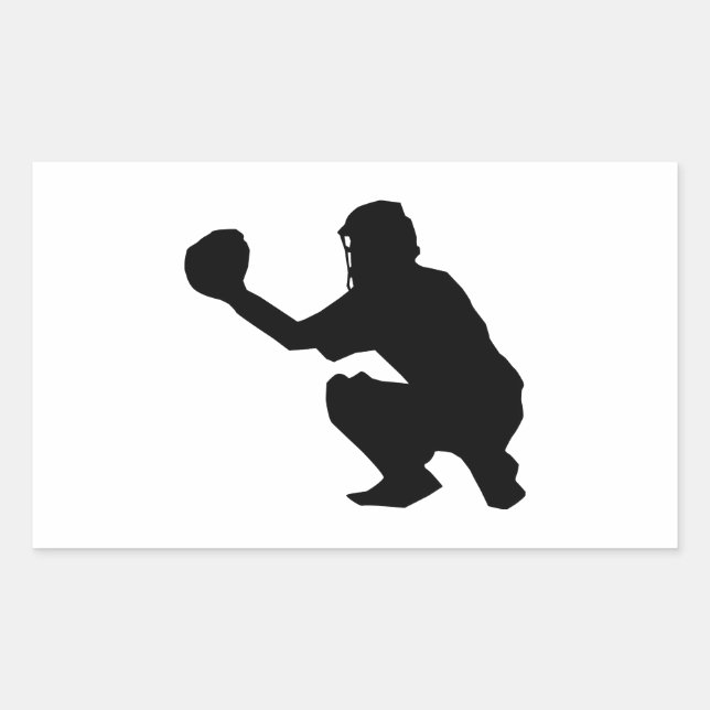 Sticker Rectangulaire Silhouette du joueur de baseball noir (Devant)