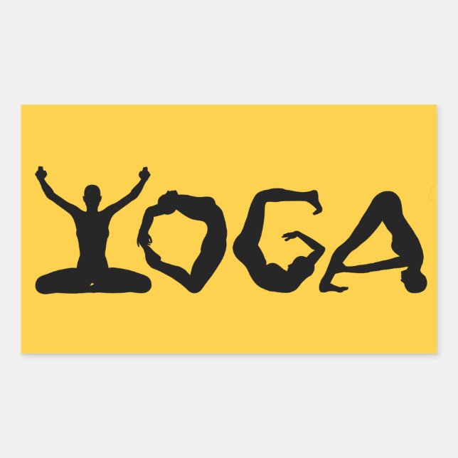 Sticker Rectangulaire Silhouettes de yoga (Devant)