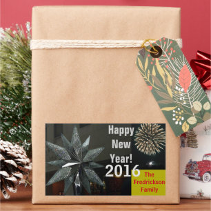 Sticker Rectangulaire Silver Crystal Star Bonne année NOM ANNÉE