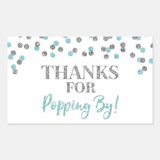 Sticker Rectangulaire Silver Light Blue Confetti Merci pour Popup By (Devant)