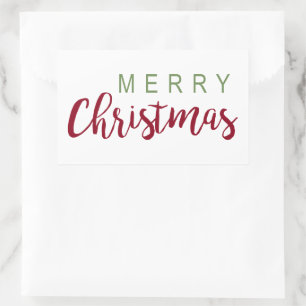 Sticker Rectangulaire Simple Joyeux Noël Rouge Vert Lettres Festive