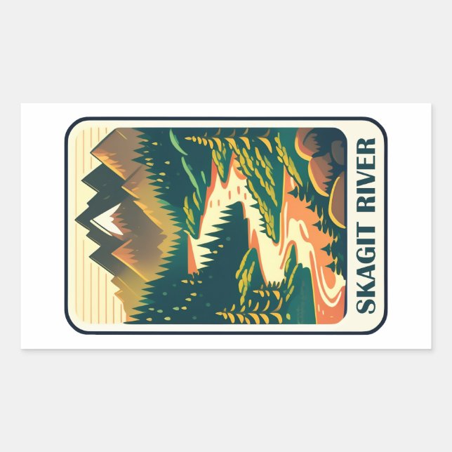 Sticker Rectangulaire Skagit River Washington Colors (Devant)