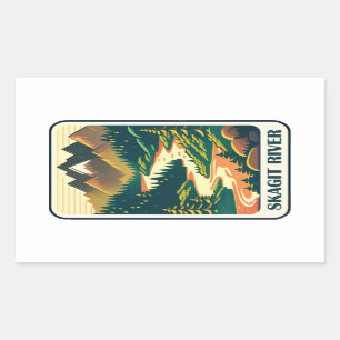 Sticker Rectangulaire Skagit River Washington Colors