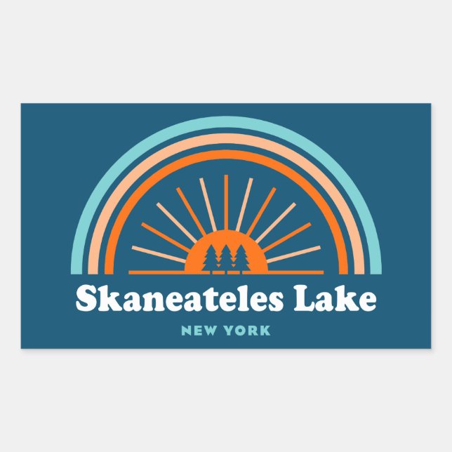 Sticker Rectangulaire Skaneateles Lake New York Rainbow (Devant)