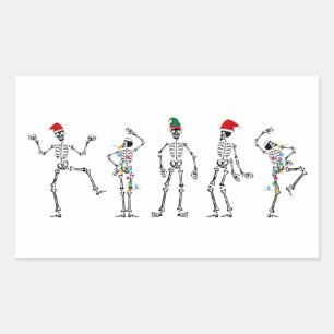 Sticker Rectangulaire Skeletons de Noël dansants