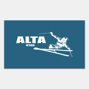 Sticker Rectangulaire Skier Alta Utah