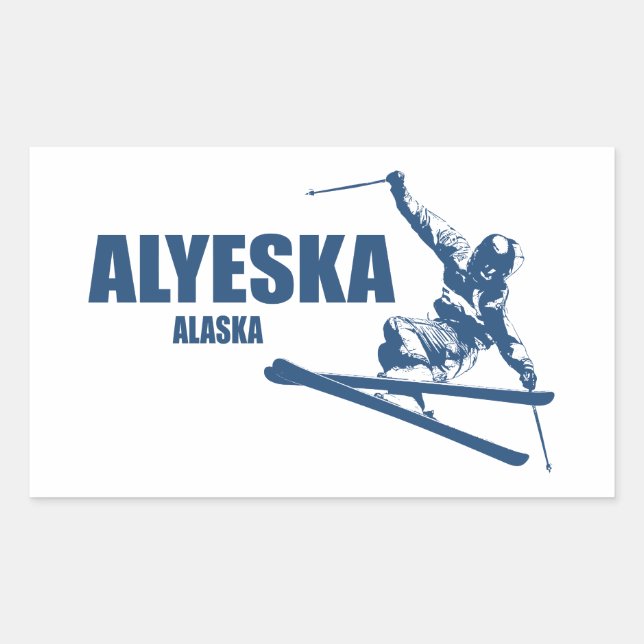 Sticker Rectangulaire Skier de l'Alaska d'Alyeska (Devant)