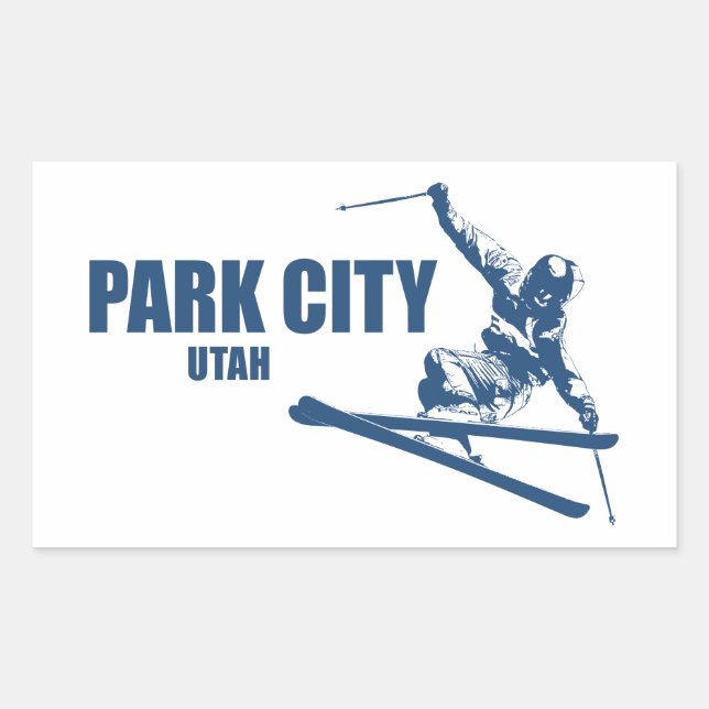 Sticker Rectangulaire Skier Park City Utah (Devant)