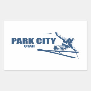 Sticker Rectangulaire Skier Park City Utah