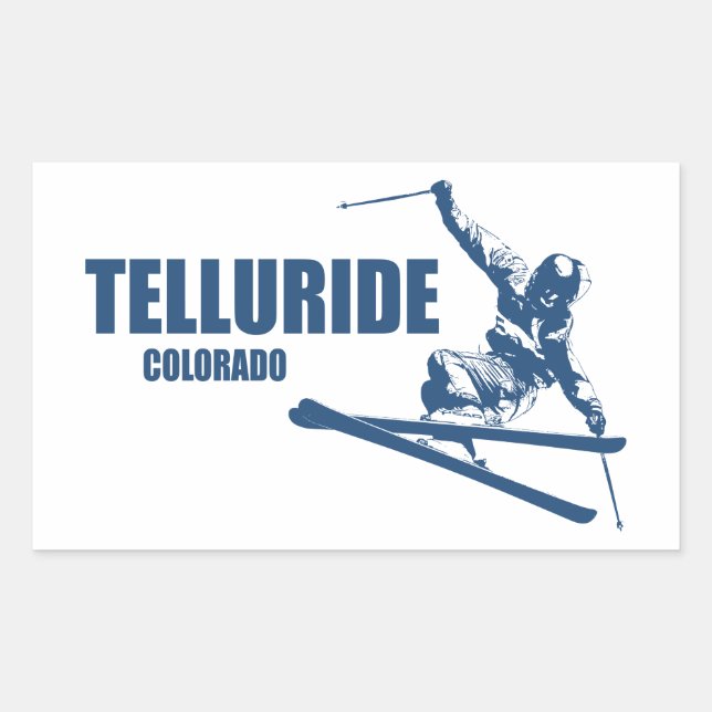 Sticker Rectangulaire Skier Telluride Colorado (Devant)