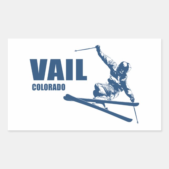 Sticker Rectangulaire Skier Vail Colorado (Devant)