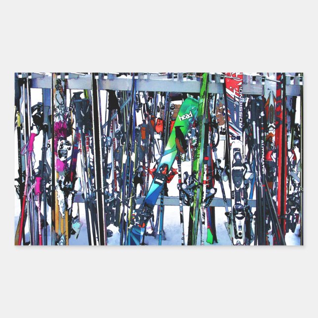 Sticker Rectangulaire Skis and Poles (Devant)
