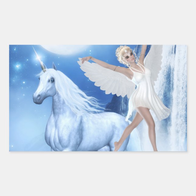 Sticker Rectangulaire Sky Féerie Aspar et Unicorn (Devant)