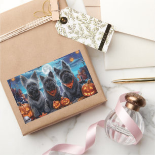 Sticker Rectangulaire Skye Terrier Halloween Éffrayant