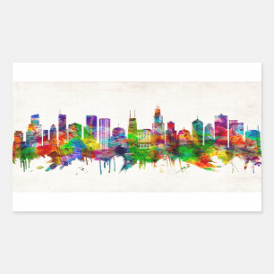 Sticker Rectangulaire Skyline de Chicago