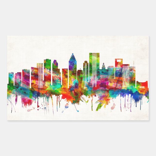 Sticker Rectangulaire Skyline de Houston (Devant)