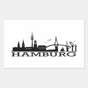 Sticker Rectangulaire Skyline Hamburg