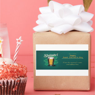 Sticker Rectangulaire Slàinte ! Saint Patrick's Day Pint of Beer on Gree