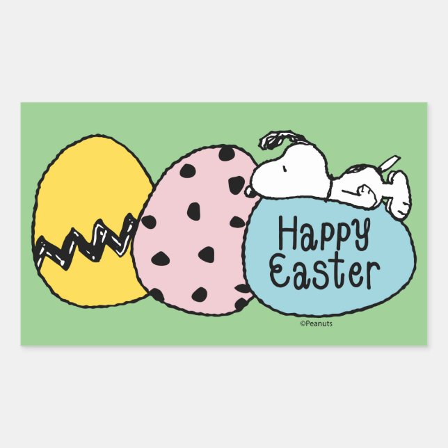 Sticker Rectangulaire Snoopy - Bonne Pâques (Devant)