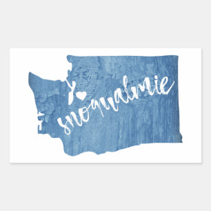 Sticker Rectangulaire Snoqualmie Washington Wood Grain