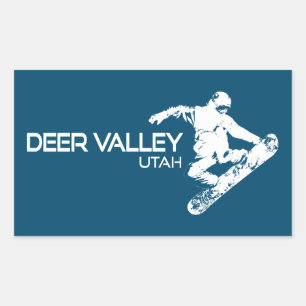 Sticker Rectangulaire Snowboardeur de Deer Valley Utah