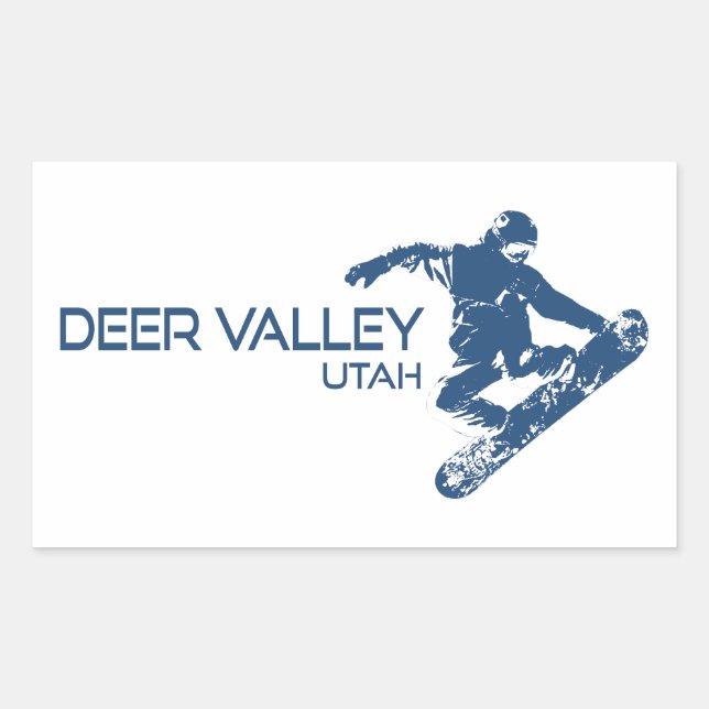 Sticker Rectangulaire Snowboardeur de Deer Valley Utah (Devant)