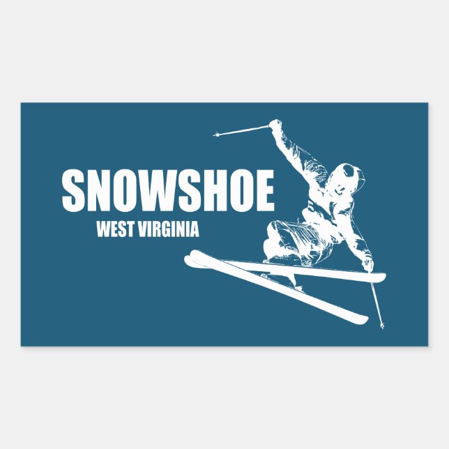 Sticker Rectangulaire Snowshoe Mountain West Virginia Skier (Devant)