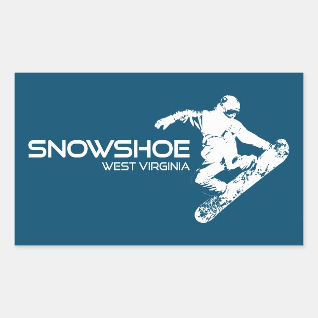 Sticker Rectangulaire Snowshoe Mountain West Virginia Snowboarder (Devant)