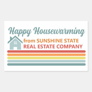 Sticker Rectangulaire Société Immobilière Rétro Maison Marketing