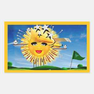 STICKER RECTANGULAIRE SOLEIL ! ENSOLEILLEMENT! JOUR ENSOLEILLÉ DE GOLF !
