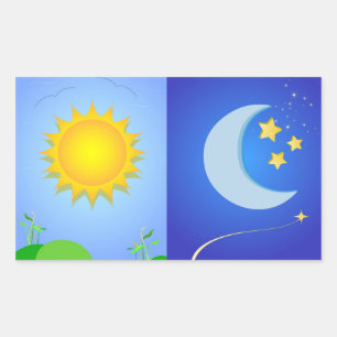 Sticker Rectangulaire soleil et lune