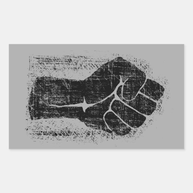 Sticker Rectangulaire Solidarité Poing Grunge Style Distressed (Devant)
