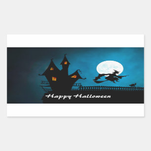 Sticker Rectangulaire Sorcière volante