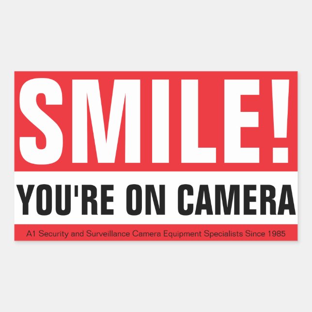 Sticker Rectangulaire Souriez, Votre Caméra ! (Devant)