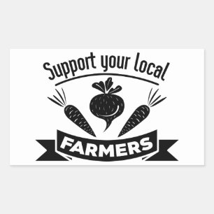 Sticker Rectangulaire Soutenez l'agriculteur, Dame de la campagne de pou