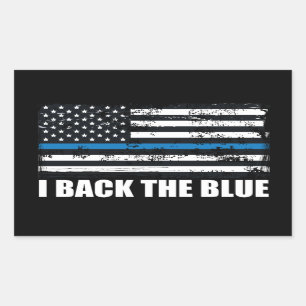 Sticker Rectangulaire Soutenez le Thin Blue Line Drapeau USA MAGA WWG1WA