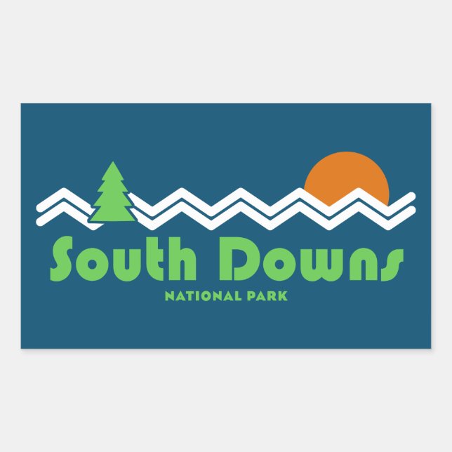 Sticker Rectangulaire South Downs National Park Retro (Devant)