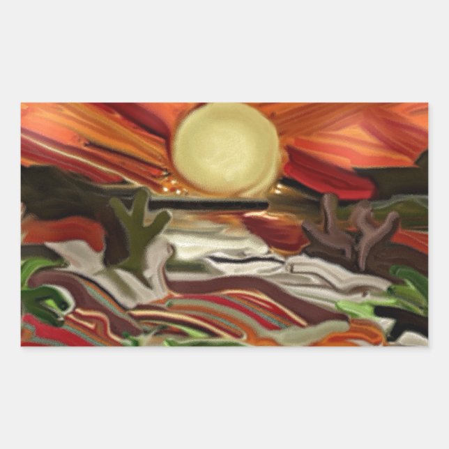Sticker Rectangulaire Southwestern Skies Art Abstrait (Devant)