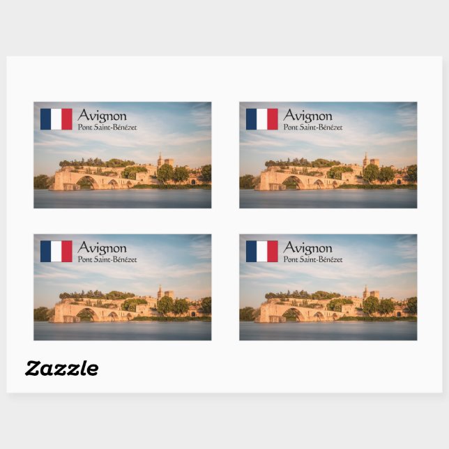 Sticker Rectangulaire Souvenir d'Avignon (Feuille)