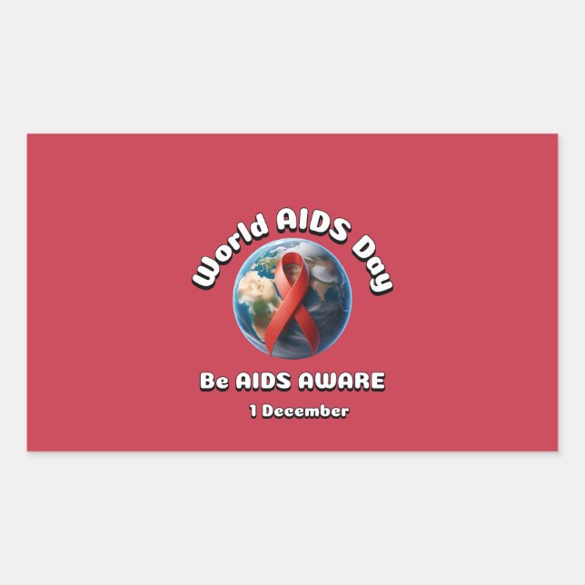 Sticker Rectangulaire Soyez Conscients Du SIDA. Journée mondiale du sida (Devant)